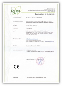  Декларация о соответствии текстильных ленточных строп требованиям EN 1492-1:2000+A1:2008